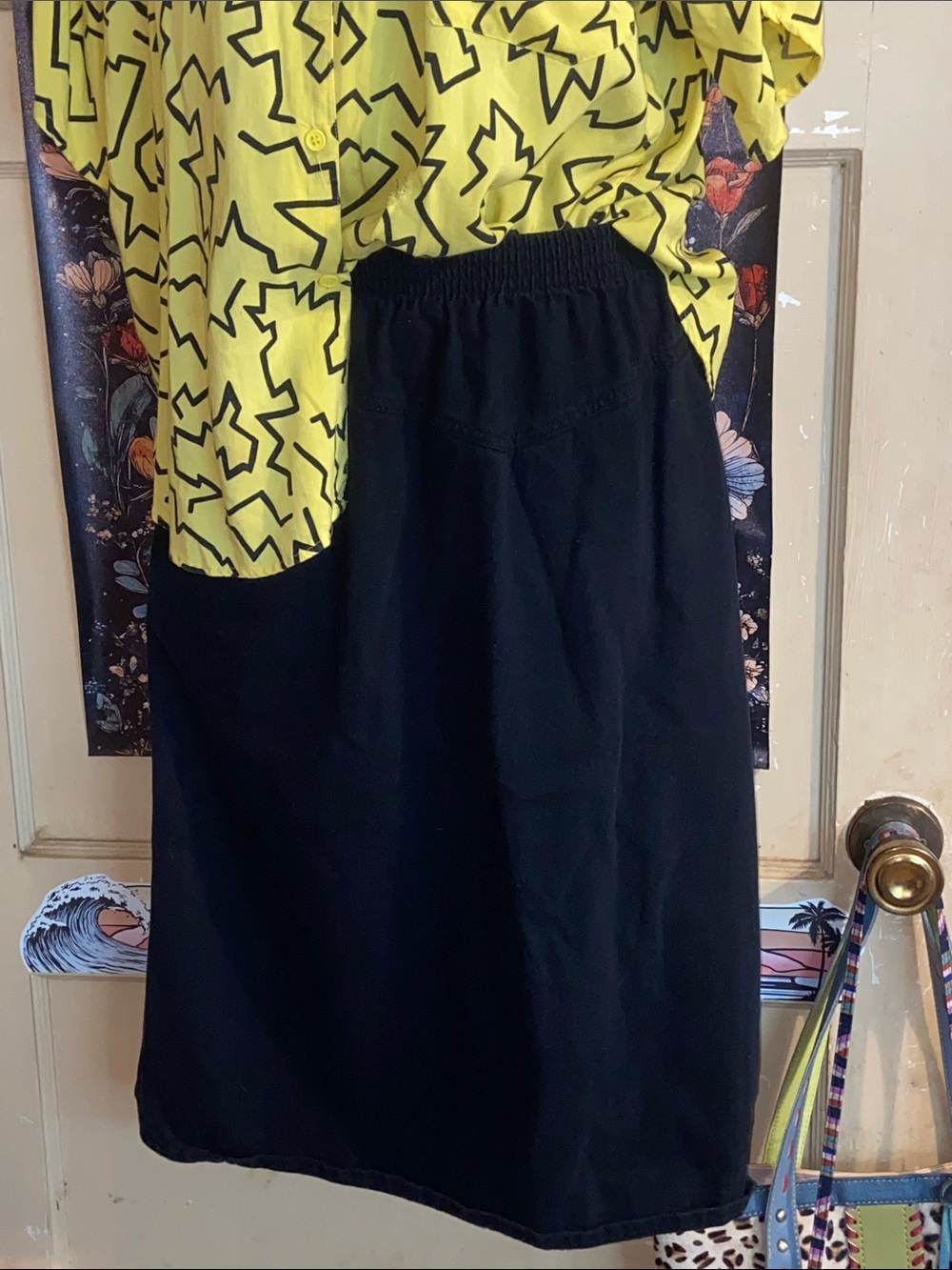 VTG BLACK DENIM SKIRT Knee Length LADY BLAIR